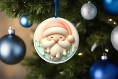 Santa with Depth Round Sticker Ornament PNG Product Image 1