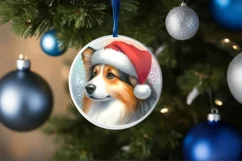 Dog Round Ornament Sublimation PNG Product Image 4