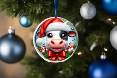 Cow Smiling Round Ornament Sublimation PNG Product Image 3