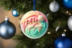 Pastel 3D Marzipan Santa Sublimation PNG Product Image 4