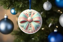 Pastel 3D Marzipan Christmas Bow Sublimation PNG Product Image 4