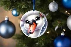 Christmas Swan Round Ornament Sublimation PNG Product Image 1