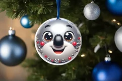 Christmas Koala Round Ornament Sublimation PNG Product Image 3