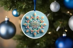 Snow Flake Christmas Round Cute Ornament Sublimation Product Image 4
