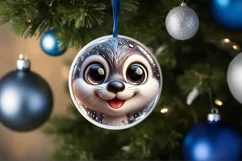 Christmas Otter Round Ornament Sublimation PNG Product Image 3