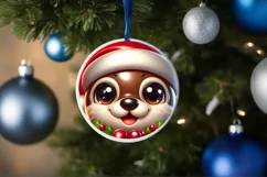 Christmas Otter Round Ornament Sublimation PNG Product Image 1