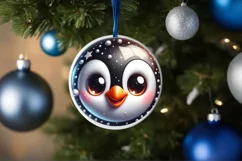 Christmas Penguin Round Ornament Sublimation PNG Product Image 3
