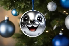 Christmas Otter Round Ornament Sublimation PNG Product Image 3