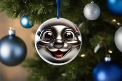 Christmas Otter Round Ornament Sublimation PNG Product Image 3