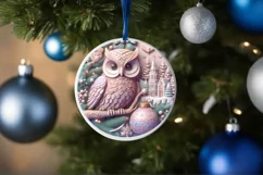 Christmas Round Owl Ornament Sublimation Product Image 4