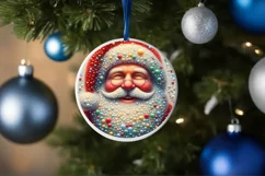 Santa Bubbles Christmas Round Cute Ornament Sublimation Product Image 4