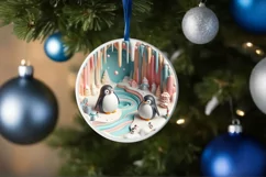Christmas Round Cute Animal Ornament Sublimation Product Image 4