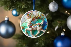 Christmas Round Reindeer Ornament Sublimation Product Image 4