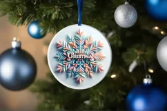 Snow Flake Christmas Round Cute Ornament Sublimation Product Image 4