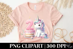 2 years birth day cake unicorn clipart Product Image 6