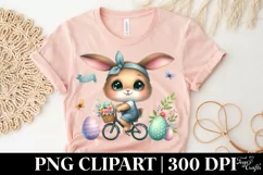 Easter Bunny Bike Egg Flower, Clipart |T-shirt, Mug PNG Product Image 4