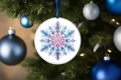 Snow Flake Christmas Round Cute Ornament Sublimation Product Image 4