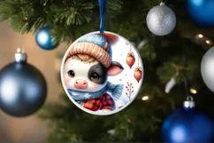 Cute Baby Cow Winter Snowflake PNG Product Image 1