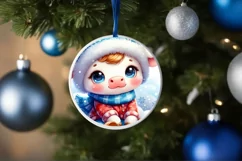 Cute Baby Cow Winter Snowflake PNG Product Image 1