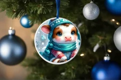 Cute Baby Cow Winter Snowflake PNG Product Image 4