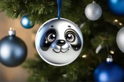 Christmas Panda Round Ornament Sublimation PNG Product Image 3