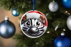 Christmas Zebra Round Ornament Sublimation PNG Product Image 3