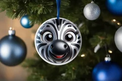 Christmas Zebra Round Ornament Sublimation PNG Product Image 1