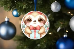 Cute Baby Sloth Winter Gift Box PNG Product Image 1