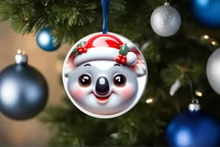Christmas Koala Round Ornament Sublimation PNG Product Image 3