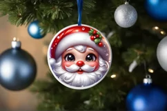 Christmas Santa Claus Round Ornament Sublimation PNG Product Image 1