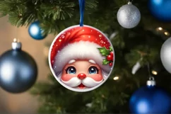 Christmas Santa Claus Round Ornament Sublimation PNG Product Image 3