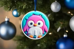 Melting Penguin Round Ornament Sublimation PNG Product Image 4