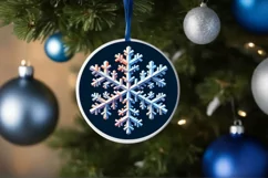 Snow Flake Christmas Round Cute Ornament Sublimation Product Image 4