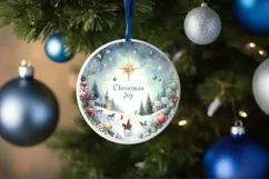 Winter Scene Christmas Circle Sublimation PNG Product Image 1