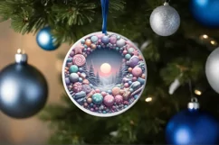 Pastel Winter Scene Round Sublimation PNG Product Image 4
