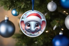 Shiny Christmas Elephant Round Ornament Sublimation PNG Product Image 3