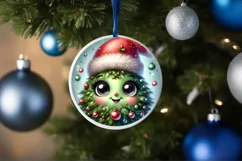 Shiny Christmas Christmas Tree Round Ornament Sublimation Product Image 3