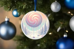 Pastel Winter Scene Round Sublimation PNG Product Image 1