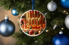 Joy Christmas Round Cute Ornament Sublimation Product Image 4