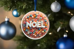 Noel Christmas Round Cute Ornament Sublimation Product Image 4