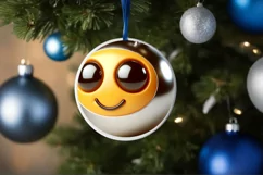 Shiny Christmas Bee Round Ornament Sublimation PNG Product Image 1