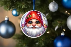 Christmas Gnome Round Ornament Sublimation PNG Product Image 3