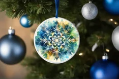 Snow Flake Christmas Round Cute Ornament Sublimation Product Image 4