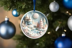 Winter Scene Round Sublimation PNG Product Image 1