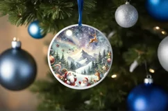 Watercolor Christmas Magic Round Sticker PNG Product Image 4