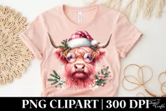 Cute Pink Highland Cow PNG Product Image 5
