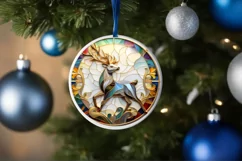 Christmas Round Cute Reindeer Ornament Sublimation Product Image 4