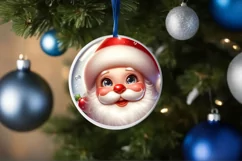 Santa Claus Christmas Round Ornament Sublimation PNG Product Image 3