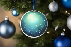 Watercolor Christmas Twinkle Round Sticker PNG Product Image 1