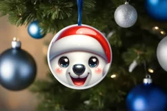 Polar Bear Smiling Round Ornament Sublimation PNG Product Image 1